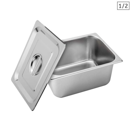 Gastronorm GN Pan Full Size 1/2 GN Pan 15cm Deep Stainless Steel with Lid