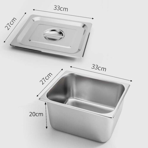 Gastronorm GN Pan Full Size 1/2 GN Pan 20cm Deep Stainless Steel Tray with Lid - Image 2