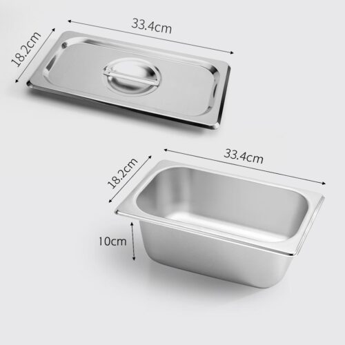 Gastronorm GN Pan Full Size 1/3 GN Pan 10cm Deep Stainless Steel Tray with Lid - Image 2