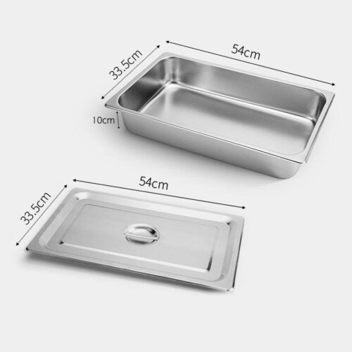 Gastronorm GN Pan Full Size 1/1 GN Pan 10cm Deep Stainless Steel Tray with Lid - Image 2