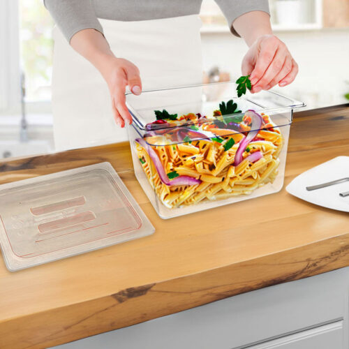 200mm Clear Gastronorm GN Pan 1/2 Food Tray Storage with Lid - Image 3