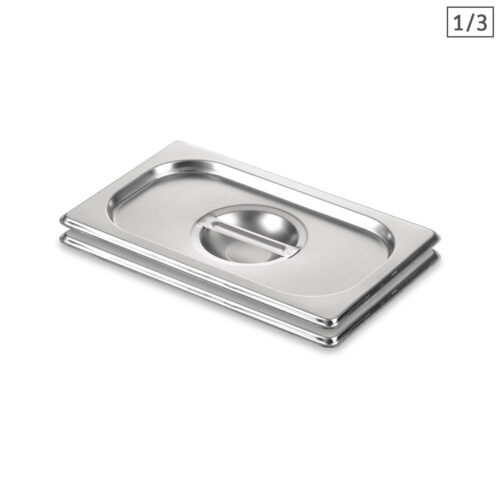 2x Gastronorm GN Pan Lid Full Size 1/3 Stainless Steel Tray Top Cover