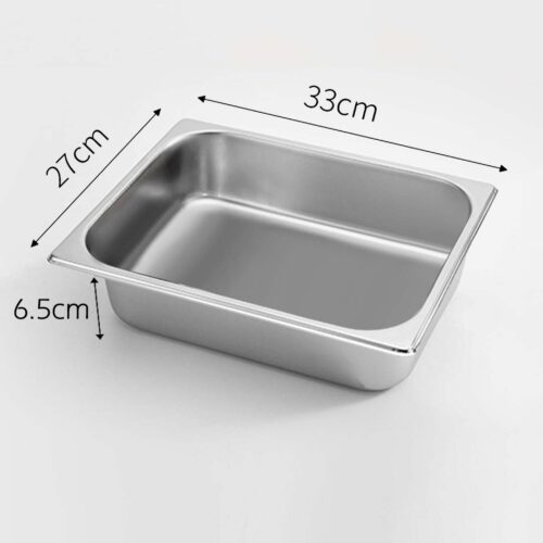 2x Gastronorm GN Pan Full Size 1/2 GN Pan 6.5cm Deep Stainless Steel Tray - Image 2