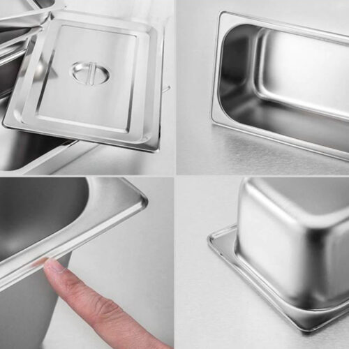 2x Gastronorm GN Pan Full Size 1/3 GN Pan 6.5 cm Deep Stainless Steel Tray - Image 7