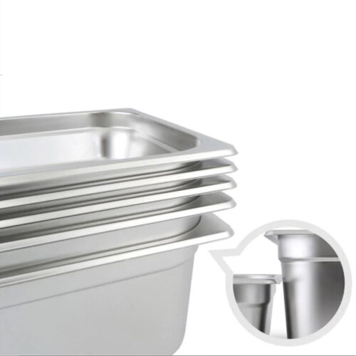 2x Gastronorm GN Pan Full Size 1/3 GN Pan 10cm Deep Stainless Steel Tray - Image 5