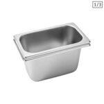 2x Gastronorm GN Pan Full Size 1/3 GN Pan 15cm Deep Stainless Steel Tray