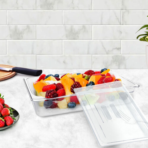 100mm Clear Gastronorm GN Pan 1/1 Food Tray Storage with Lid - Image 3