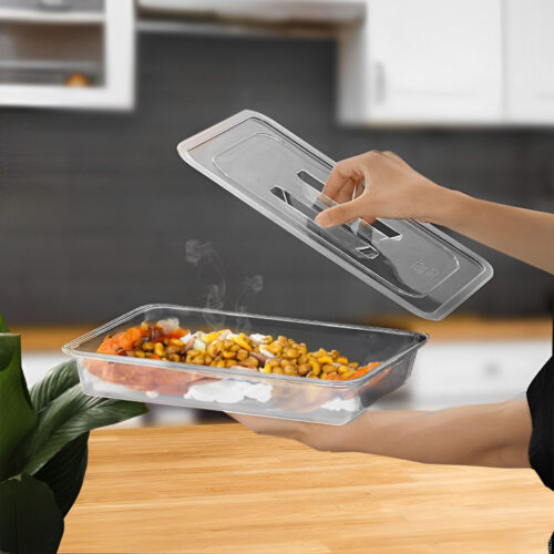 Clear Gastronorm 1/3 GN Lid Food Tray Top Cover Bundle of 2 - Image 3