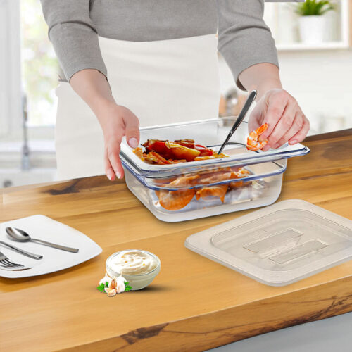 65mm Clear Gastronorm GN Pan 1/6 Food Tray Storage Bundle of 2 with Lid - Image 4