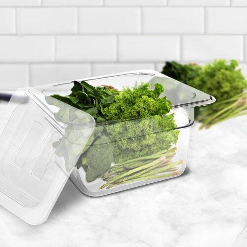 100mm Clear Gastronorm GN Pan 1/6 Food Tray Storage Bundle of 2 with Lid - Image 2
