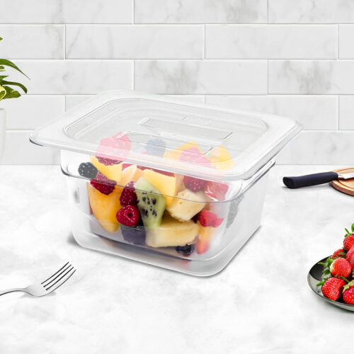 100mm Clear Gastronorm GN Pan 1/6 Food Tray Storage Bundle of 2 with Lid - Image 3