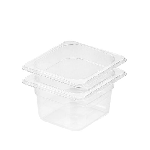 100mm Clear Gastronorm GN Pan 1/6 Food Tray Storage Bundle of 2
