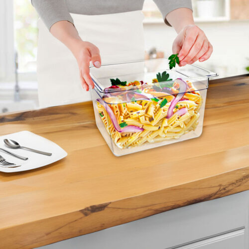 200mm Clear Gastronorm GN Pan 1/2 Food Tray Storage Bundle of 2 - Image 3