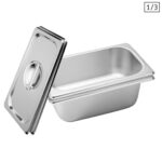 2x Gastronorm GN Pan Full Size 1/3 GN Pan 10cm Deep Stainless Steel Tray with Lid