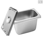 2x Gastronorm GN Pan Full Size 1/3 GN Pan 20cm Deep Stainless Steel Tray with Lid