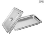 2x Gastronorm GN Pan Full Size 1/1 GN Pan 2cm Deep Stainless Steel Tray with Lid