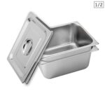 2x Gastronorm GN Pan Full Size 1/2 GN Pan 15cm Deep Stainless Steel with Lid