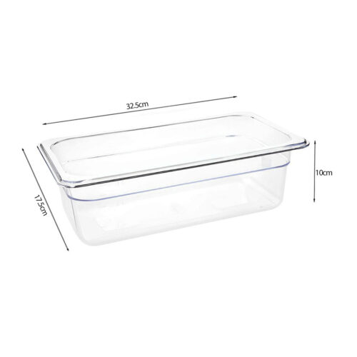 100mm Clear Gastronorm GN Pan 1/3 Food Tray Storage Bundle of 2 with Lid - Image 5