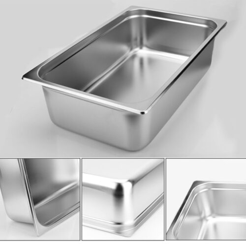2x Gastronorm GN Pan Full Size 1/1 GN Pan 15cm Deep Stainless Steel Tray - Image 3