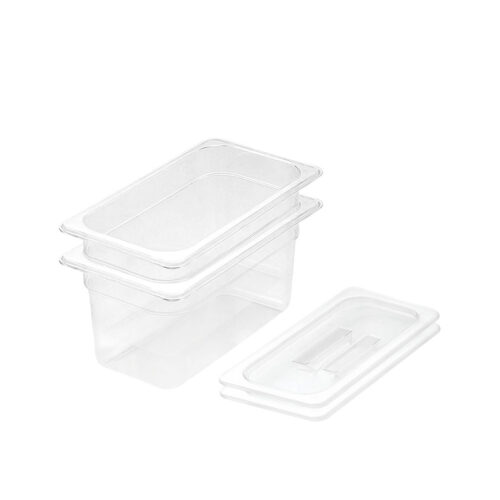150mm Clear Gastronorm GN Pan 1/3 Food Tray Storage Bundle of 2 with Lid