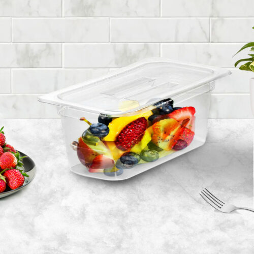 150mm Clear Gastronorm GN Pan 1/3 Food Tray Storage Bundle of 2 with Lid - Image 2