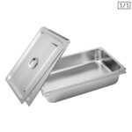2x Gastronorm GN Pan Full Size 1/1 GN Pan 10cm Deep Stainless Steel Tray with Lid