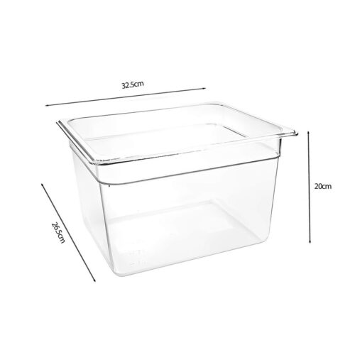 200mm Clear Gastronorm GN Pan 1/2 Food Tray Storage Bundle of 2 with Lid - Image 5
