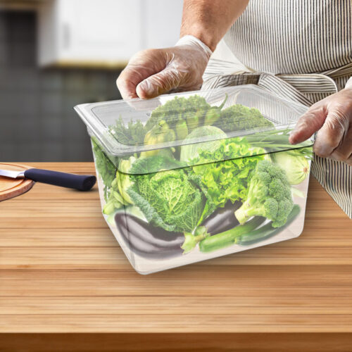 200mm Clear Gastronorm GN Pan 1/2 Food Tray Storage Bundle of 2 with Lid - Image 6