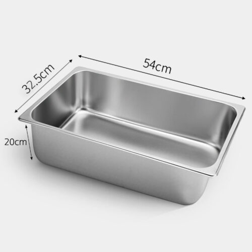 2x Gastronorm GN Pan Full Size 1/1 GN Pan 20cm Deep Stainless Steel Tray - Image 2