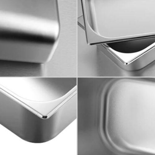 4x Gastronorm GN Pan Full Size 1/3 GN Pan 20cm Deep Stainless Steel Tray - Image 3