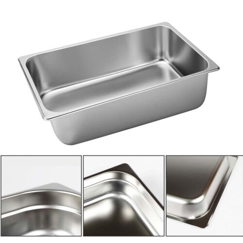 2x Gastronorm GN Pan Full Size 1/1 GN Pan 20cm Deep Stainless Steel Tray with Lid - Image 3