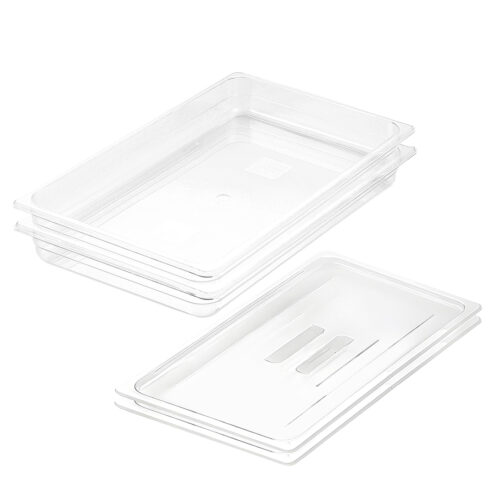 65mm Clear Gastronorm GN Pan 1/1 Food Tray Storage Bundle of 2 with Lid