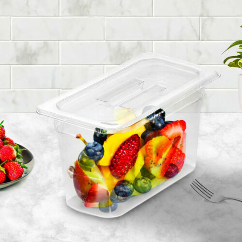 200mm Clear Gastronorm GN Pan 1/3 Food Tray Storage Bundle of 2 with Lid - Image 2