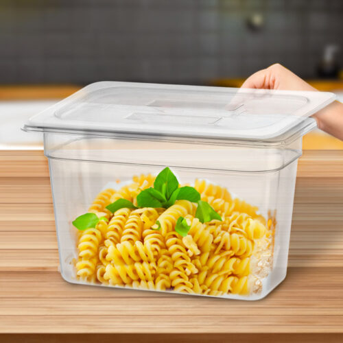 200mm Clear Gastronorm GN Pan 1/3 Food Tray Storage Bundle of 2 with Lid - Image 4