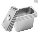 4x Gastronorm GN Pan Full Size 1/3 GN Pan 20cm Deep Stainless Steel Tray with Lid
