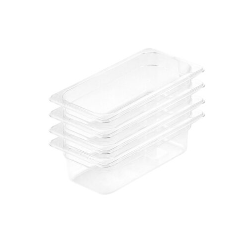 100mm Clear Gastronorm GN Pan 1/3 Food Tray Storage Bundle of 4