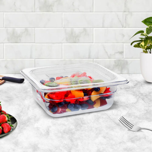 65mm Clear Gastronorm GN Pan 1/6 Food Tray Storage Bundle of 4 with Lid - Image 2