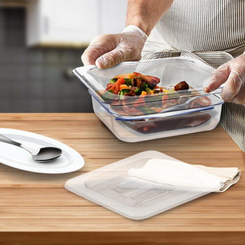 65mm Clear Gastronorm GN Pan 1/6 Food Tray Storage Bundle of 4 with Lid - Image 3