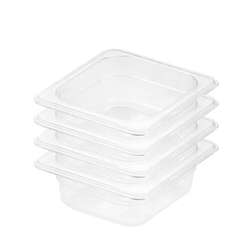 65mm Clear Gastronorm GN Pan 1/6 Food Tray Storage Bundle of 4