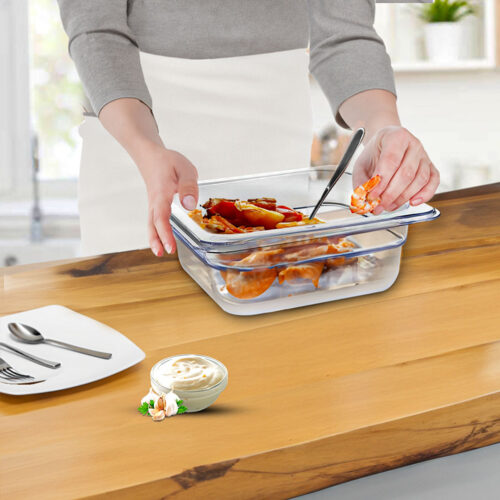 65mm Clear Gastronorm GN Pan 1/6 Food Tray Storage Bundle of 4 - Image 6