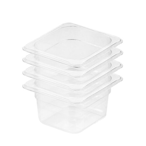 100mm Clear Gastronorm GN Pan 1/6 Food Tray Storage Bundle of 4