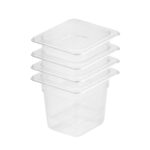 150mm Clear Gastronorm GN Pan 1/6 Food Tray Storage Bundle of 4