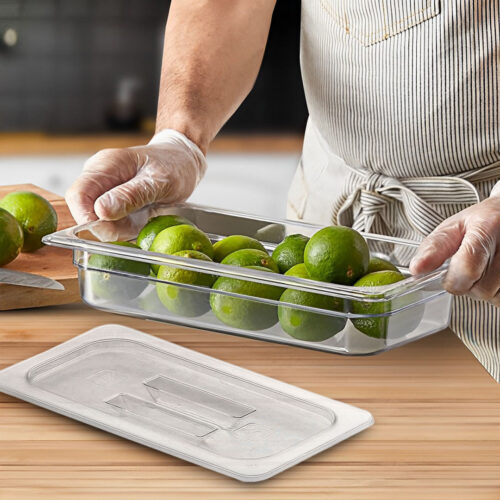 65mm Clear Gastronorm GN Pan 1/3 Food Tray Storage Bundle of 4 with Lid - Image 6