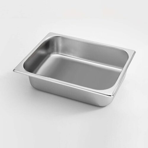 4x Gastronorm GN Pan Full Size 1/2 GN Pan 6.5cm Deep Stainless Steel Tray with Lid - Image 5