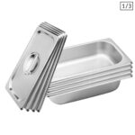 4x Gastronorm GN Pan Full Size 1/3 GN Pan 6.5 cm Deep Stainless Steel Tray with Lid