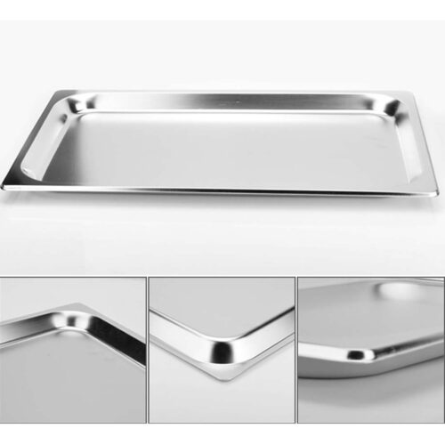 4x Gastronorm GN Pan Full Size 1/1 GN Pan 2cm Deep Stainless Steel Tray with Lid - Image 3
