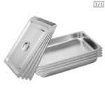 4x Gastronorm GN Pan Full Size 1/1 GN Pan 6.5cm Deep Stainless Steel Tray with Lid