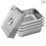 4x Gastronorm GN Pan Full Size 1/2 GN Pan 10cm Deep Stainless Steel Tray with Lid