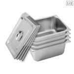 4x Gastronorm GN Pan Full Size 1/2 GN Pan 15cm Deep Stainless Steel with Lid