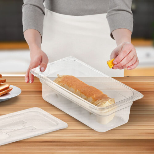 100mm Clear Gastronorm GN Pan 1/3 Food Tray Storage Bundle of 4 with Lid - Image 6
